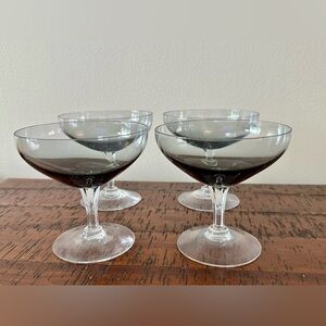 VTG Set of 4, Fostoria Crystal “Debutante Gray" Champagne/Sherbet Dessert Coupes